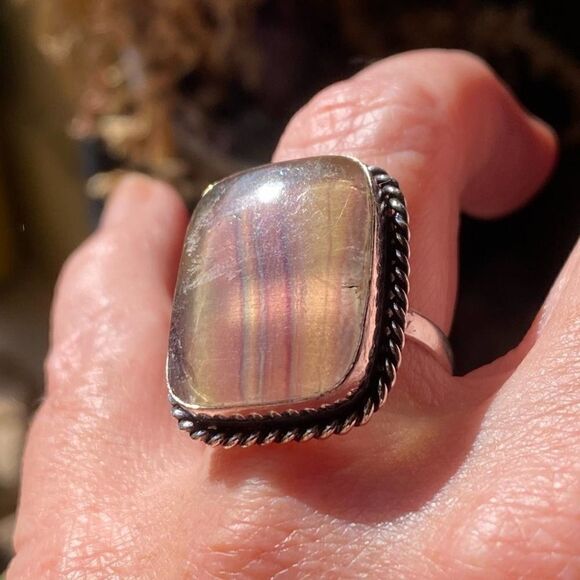 Fluorite Sterling Silver Ring Size 9 - Picture 4 of 8